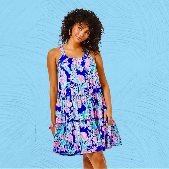 Lilly Pulitzer Dresses & Skirts - NWT Lilly Pulitzer XXL Loro Dress in Corsica Blue ‘Toucan Party’ 100% cotton